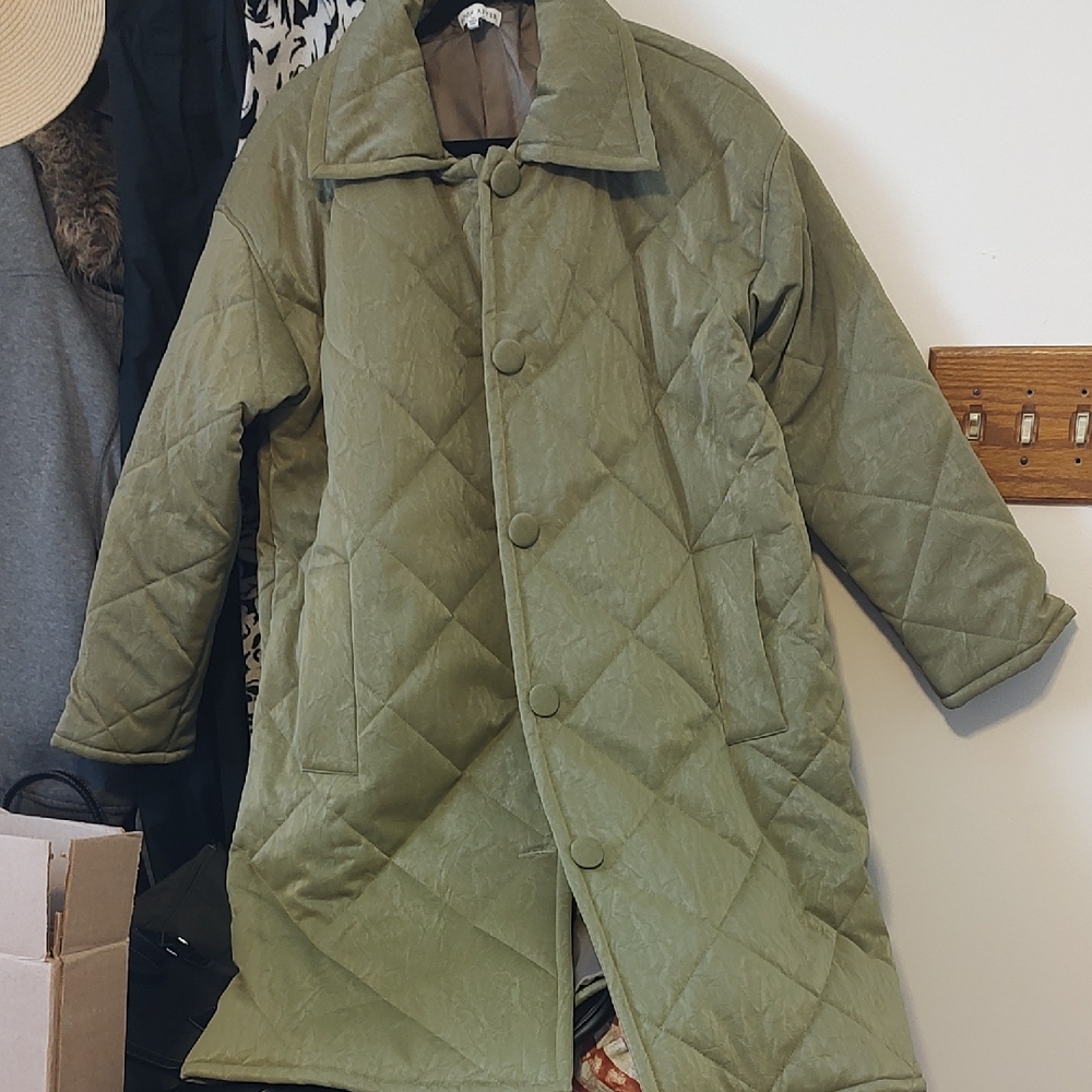 Moon River Olive Quilted Puffer Coat